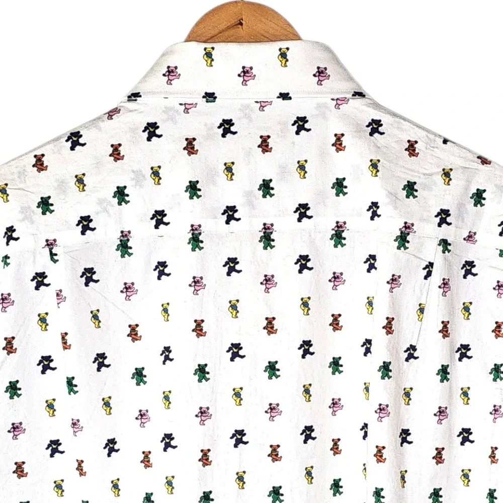 SEC 119 Grateful Dead Dancing Bears Shirt Mens XL White Short Sleeve Button Down - Picture 8 of 11
